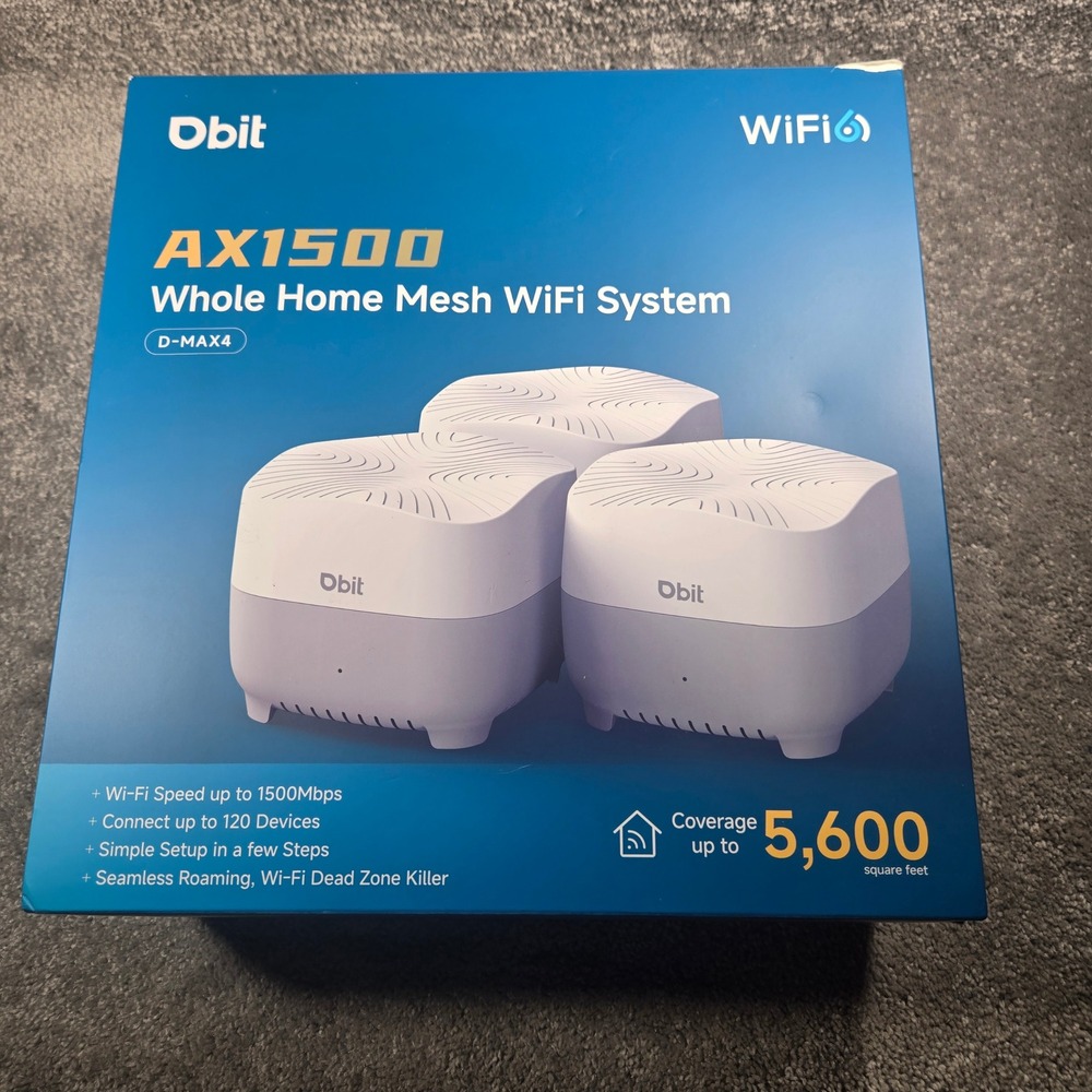 Dbit AX1500 Whole Home Mesh WiFi System White WiFi 6 D-MAX4 3-Pack 5600 sq ft OS